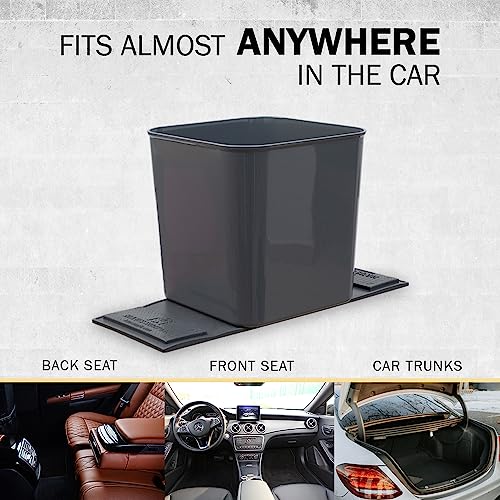 Image of Car Trash Can with Stability Flaps, 1.4 Gallon Car Garbage Can, Durable Plastic Auto Trash Bin for Car Floor or Seat Area, Vehicle Trash Container with 20 Bags for Cars SUVs Trucks (Gray)