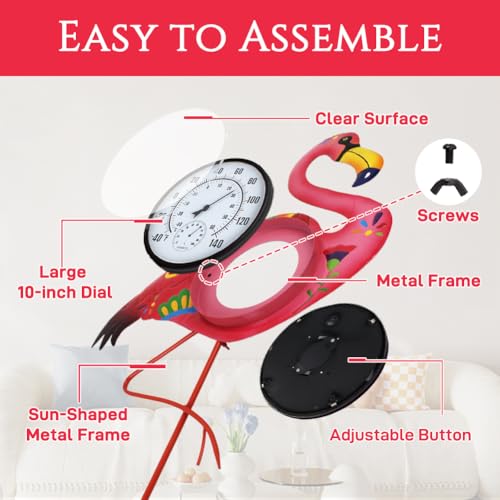 Thermomètre d'intérieur et d'extérieur Flamingo grand format mécanique avec humidité