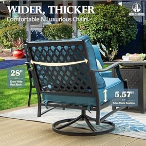 HERA'S HOUSE 7 Piece Patio Furniture Set, 2 x Swivel Chair, 2 x Leg Chair, 2 x Ottoman, 1 x 3-Seat Sofa, All Cushioned 9 Seats Metal Outdoor Conversation Set for Lawn Garden Backyard HERAS HOUSE 7 Piece Patio Furniture Set 2 x Swivel Chair 2 x Leg Chair 2 x Ottoman 1 x 3 Seat Sofa All Cushioned 9 Seats Metal Outdoor Conversation Set for Lawn Garden Backyard