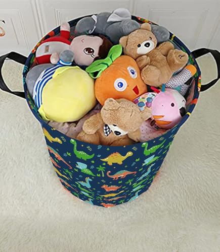Image of Dinosaur Kids Laundry Hamper Clothes Gift Basket Storage Laundry Baskets Organizer Bin with Handles for Nursery Room