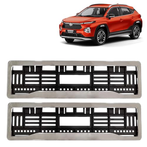 Image of KINGSWAY Taisor Car Number Plate Frames Chrome for All 2024 Onwards Models of Toyota Car Registration Plate Holders, Licence Plate Covers (Front and Rear), Universal Size 51.5 x 14.5 cm