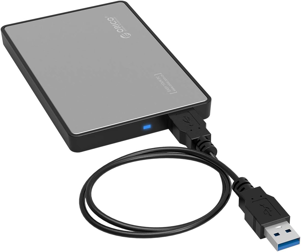 ORICO2.5 inch USB 3.0 External SATA III SSD Hard Drive Enclosure with UASP for SATA 6 Gbps Portable External HDD (Silver Case)