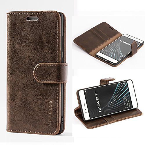 Mulbess Funda Huawei P9 [Libro Caso Cubierta] [Vintage de Billetera Cuero de la PU] con Tapa Magnética Carcasa para Huawei P9 Case, Vintage Marrón