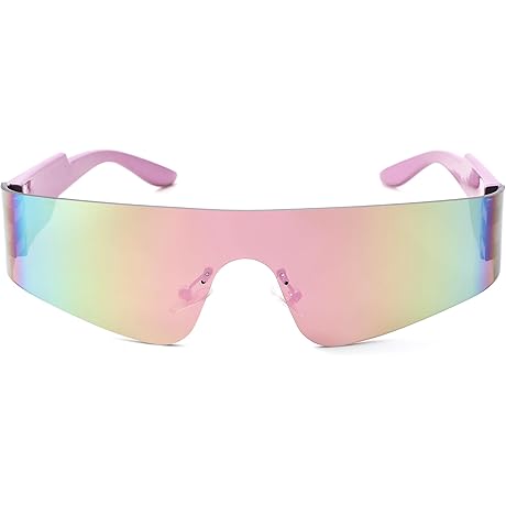 Futuristic Shield Flat Shades: Trendy Rimless Wrap Around Sunglasses for Women