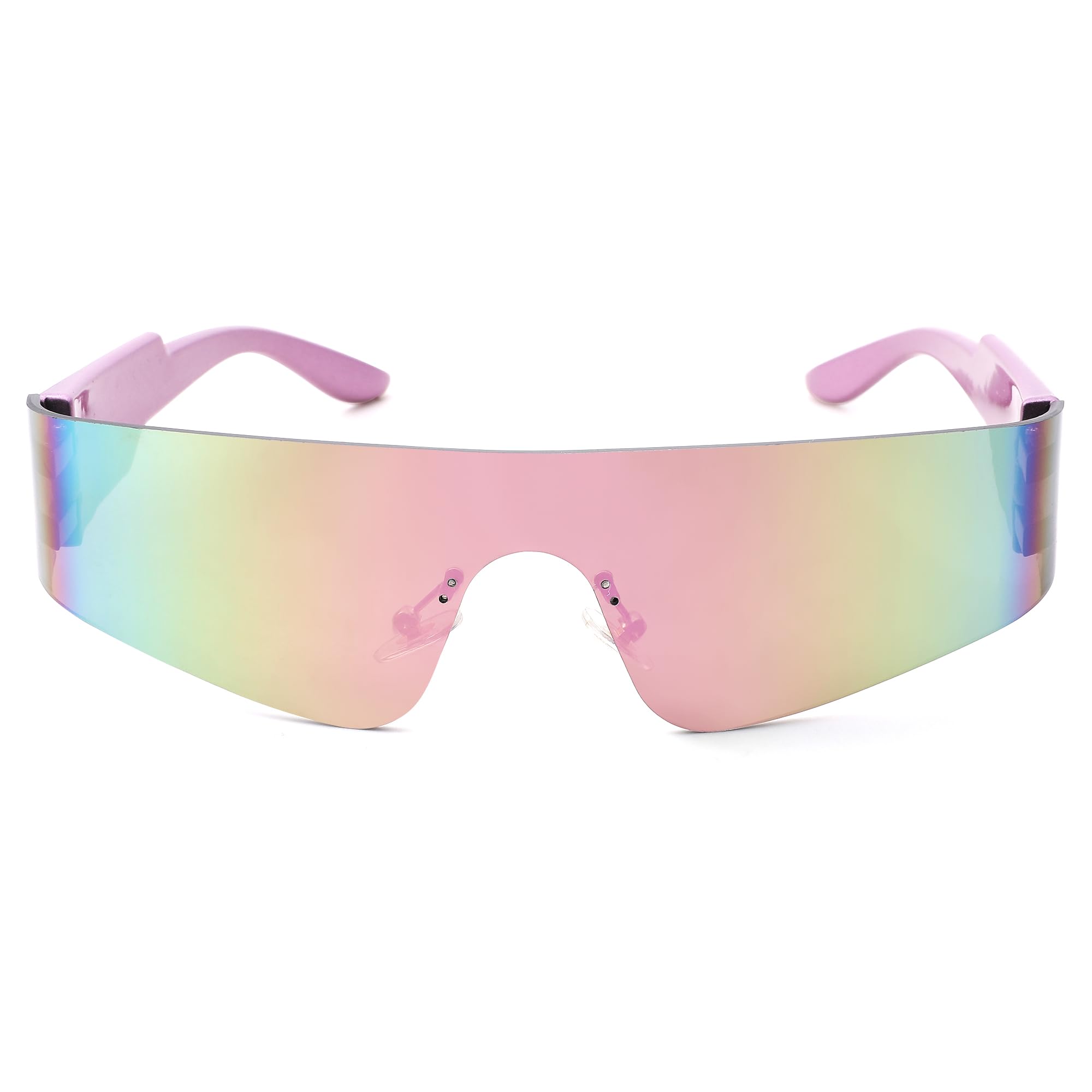 LIU·WEN Trendy Rimless Wrap Around Sunglasses for Women Fashion Futuristic Shield Flat Shades