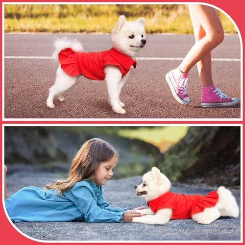Topkins Hundekleid, Hundesportkleider für kleine mittelgroße Hunde Mädchen, Hundesommerkleid, Hunde-Reverskleid, Hundehochzeitskleid, Hundegeburtstagskleid mit Faltensaum für Frühling, Sommer, Herbst