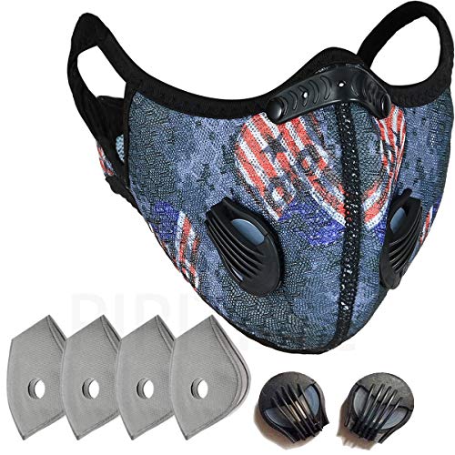 PIPITREE Dust Masks Sport Outdoor Face Masks with Exhalation Valves Adjustable Masks Activated Carbon Filter Masks Men Cycling Motorcycle, New Model10