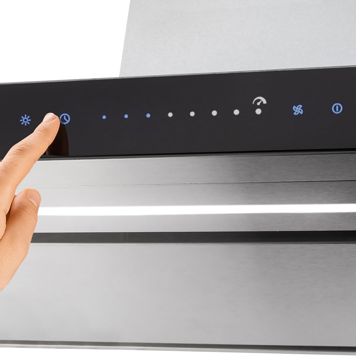 Hotte aspirante cuisine 90 cm | Hotte Murale | acier inoxydable | verre noir | WiFi | arrête automatiquement | Opération tactile | FLAT9006ED