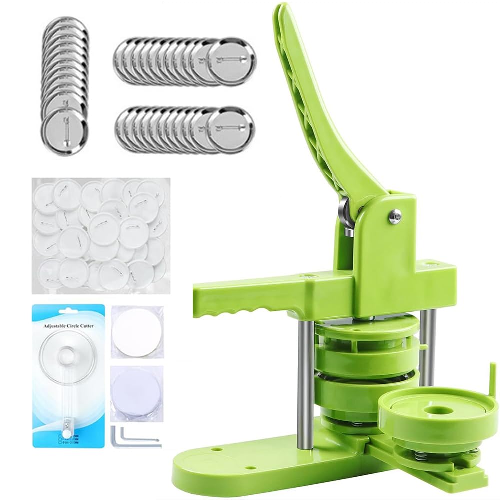 RATSTONE Maquina Hacer Chapas,Maquina Chapas,(58 mm/2.83 inch) Máquina Para Chapas De Hojalata,Con Consumibles 400pcs,Adecuada Para Estudiantes,Niños,Adultos,Regalos Diy,Fabricación De Pins(Verde)
