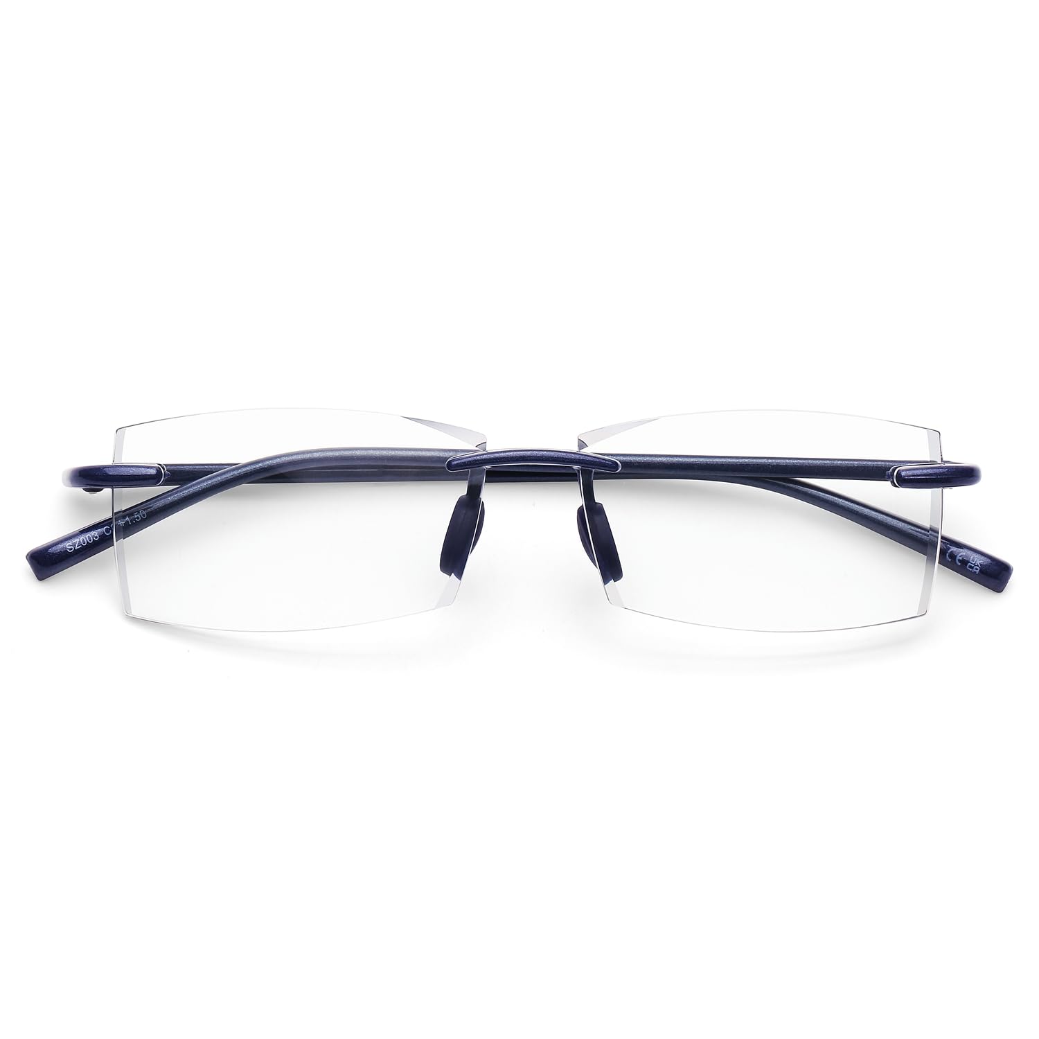 DOOViC Blue Light Filter Reading Glasses 2.25 Frameless Blue Rectangle Flexible TR90 Legs Lightweight Readers for Men/Womens/Unisex