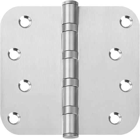 VOLUKA 6 Pack 4'' Stainless Steel Ball Bearing Door Hinges, 4in x 4in Heavy-Duty Door Hinges with 5/8 inch Radius Corner for Exterior & Interior Doors (Silver)