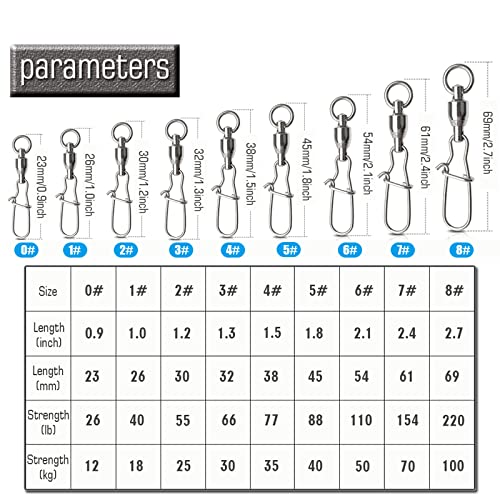 Image of AMYSPORTS Duo Lock Snap Fishing Swivels Stainless Barrel Swivels Fishing Lure Snap Swivels Ball Bearing Swivels Fishing Tackle for Saltwater Fishing Freshwater Fishing