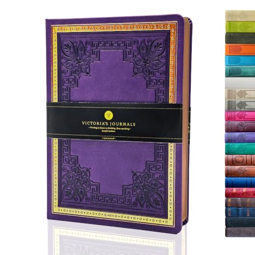 VICTORIA'S JOURNALS Journal vintage ligné en similicuir avec couverture rigide, format A5, 14 x 20 cm