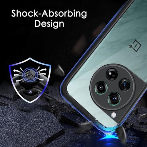 Image of AESTMO OnePlus 12 5G Back Cover | 360 Protection | Crystal Clear Hard Back Transparent | Bumper Case for OnePlus 12 (PC & TPU, Black Bumper)