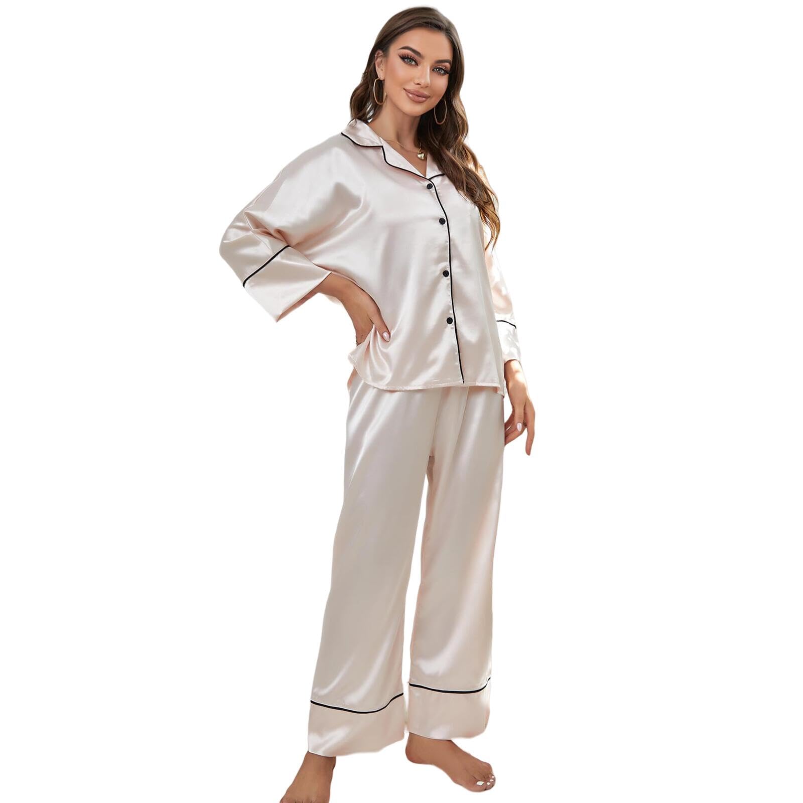 Ensemble de pyjama pour femmes vêtement de nuit simple pejamas manches longues - 7