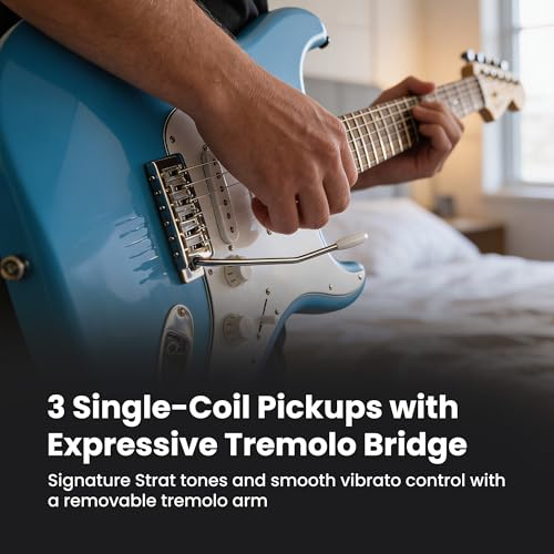 Image of Fender Squier Stratocaster - California Blue Bundle with Gig Bag, Tuner, Picks, and Austin Bazaar Instructional DVD