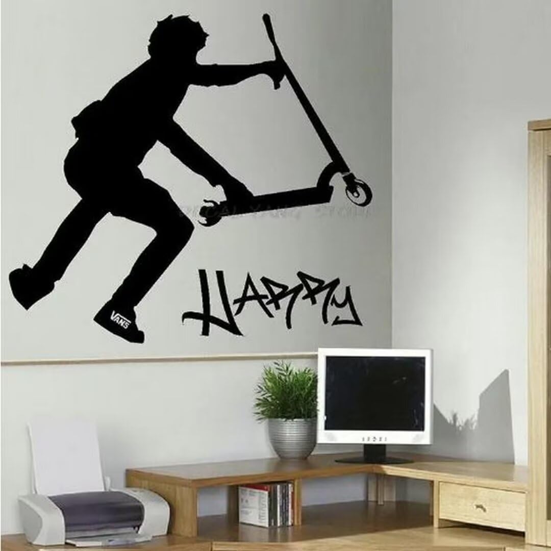 Extra Large Personalised Stunt Scooter Wall Transfer Art Sticker Poster Decal 50X50CM