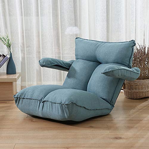 LSTSGAG Floor Chair Floor chair,Folding Padded Gaming Chair 5 gears Adjustable Backrest meditation chair with 5 gears Adjustable Armrests for balcony colour, 126x58x25cm, Blue - Image 4