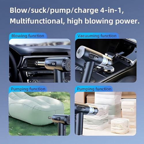 Compressed Air Duster and Vacuum Cleaner - 100 000 RPM 3-Speed Adjustable Rechargeable Cordless Air Blower Eco-Friendly Alternative to Canned Air with LED Light Cleans Keyboard, Electronics & Car - Image 7