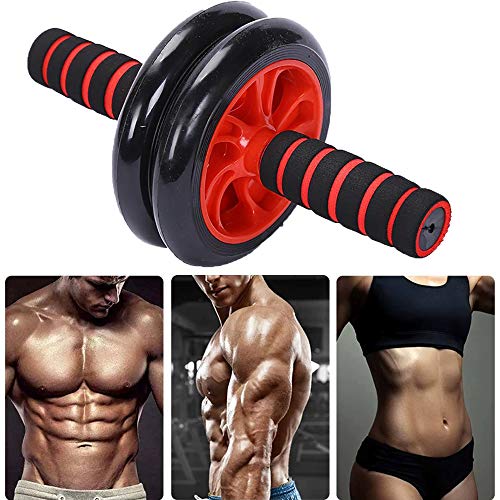 Pagacat Dual Ab Roller Wheel, muscle abdominal Mute Fitness Wheel Tool Outil d'entraînement avec poignée antidérapante pour l'entraînement à la maison, rouge