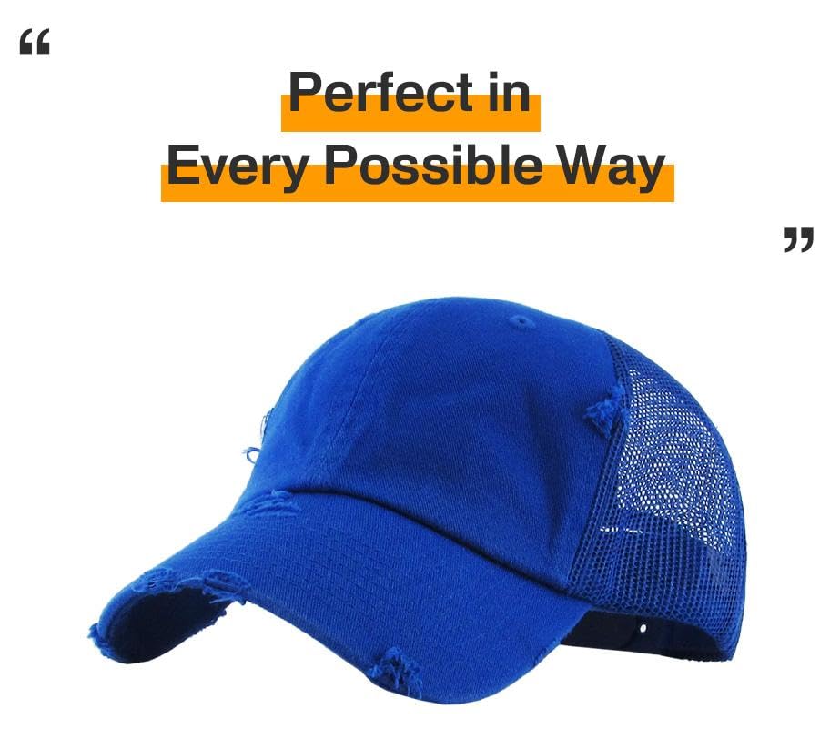 Image of KBETHOS Vintage Washed Distressed Cotton Dad Hat Baseball Cap Adjustable Polo Trucker Unisex Style Headwear