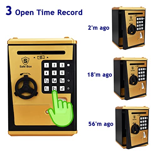 KDSbnk Banco seguro infantil com senha de impressão digital para dinheiro real, presente legal para