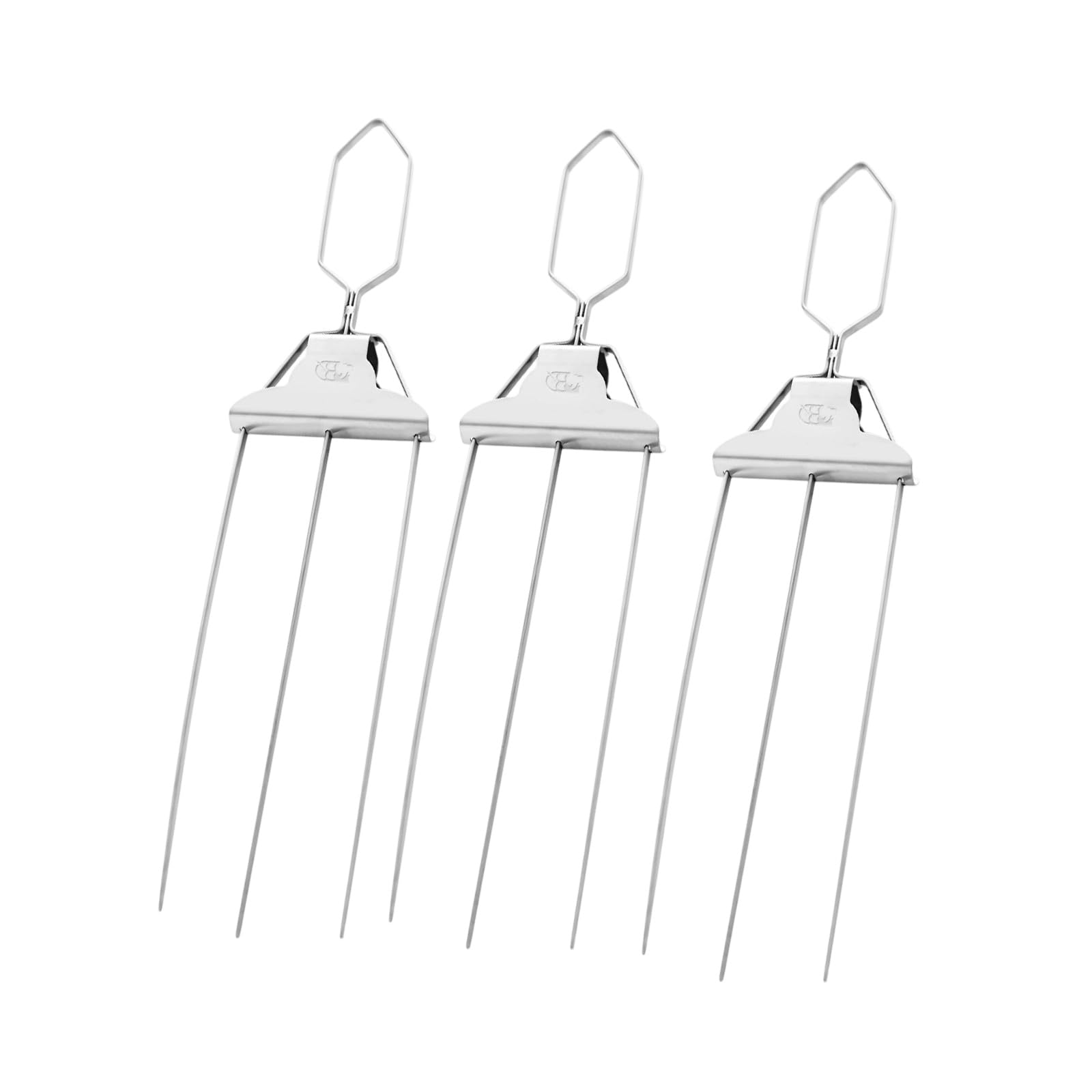 Whoasyst Efficient 3 Prongs BBQ Skewers Set Crafted From Sturdy Nonrust Steel Includes Basting Brush and Pouches Party Barbecue Tool