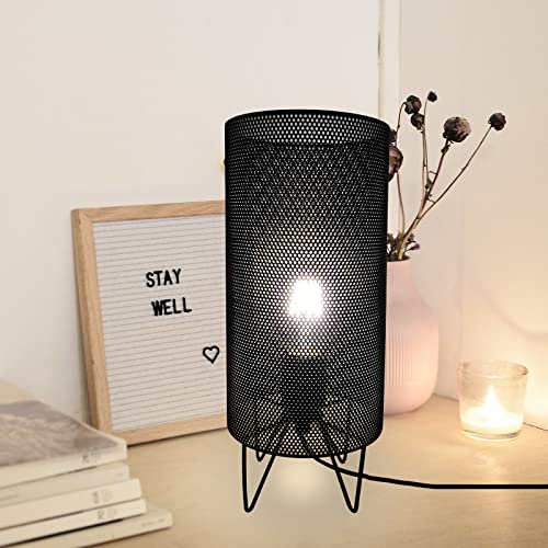 Armekel Industrial Bedside Black Table Lamp Small Table Lamp For Bedroom Table Light Fixture With Metal Lampshade With E26 Socket&Inline On/Off Switch Kids Room Nightstand Lamp Night Light Lamp #TOP30