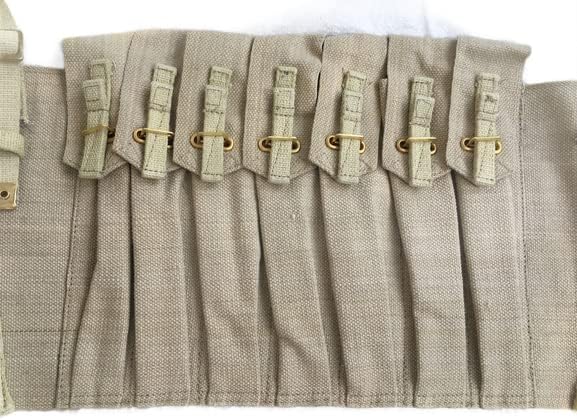 (Light Khaki) War Equine Militaria British WWII Sten Gun Seven Pocket Magazine Bandolier Reproduction
