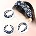 VOCOSTE Pearly Crystal Knotted Women Headband, Classic Casual Style Headband for Women Girl, Deep Blue, 5.24