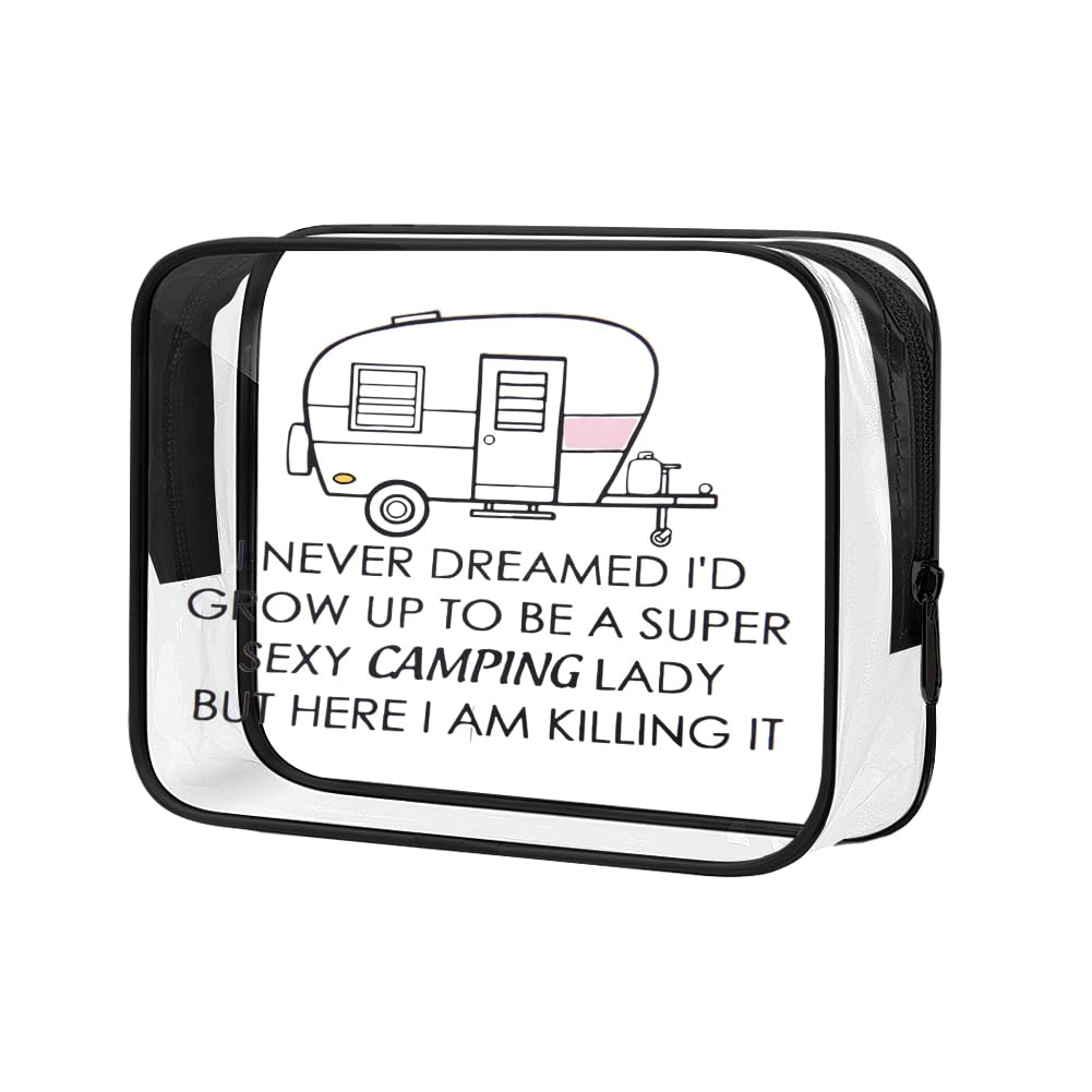 camping cosmetic gifts bag for women girls camper gifts for camping lover camp accessories travel bag pouch caravan gift for travel lover zipper portable cosmetic pouch