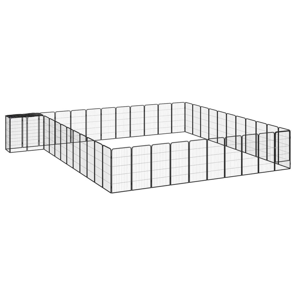 46-TLG. Parque para perros de acero con recubrimiento en polvo, 50 x 100 cm, color negro con techo, parque seguro para cachorros y perros, plegable, ampliable, ideal para jardín, exterior e