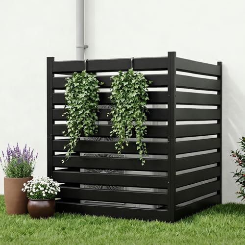 3 Panels Air Conditioner Fence, 38" w x 42" h Outdoor Privacy Screen, No Dig Metal Pool Equipment Enclosure, Trash Can Enclosures, Privacy Fence Panels for Garden, Patio, a/c Units