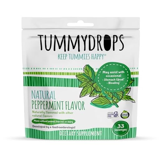 Natural Peppermint Tummydrops (Resealable Bag of 33 Individually Wrapped Drops) Certified Oregon Tilth Made with Organic Ingredients, Non-GMO Project, GFCO Gluten-Free, and Kof-K Kosher