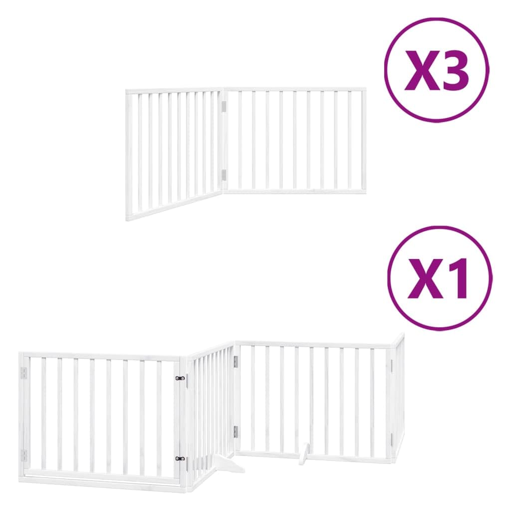 Homgoday Barrera para Perros,Barrera de Seguridad para Perros Mascotas,para Escaleras y Puertas Puerta de Perros Plegable 10 Paneles Madera álamo Blanca 800 cm