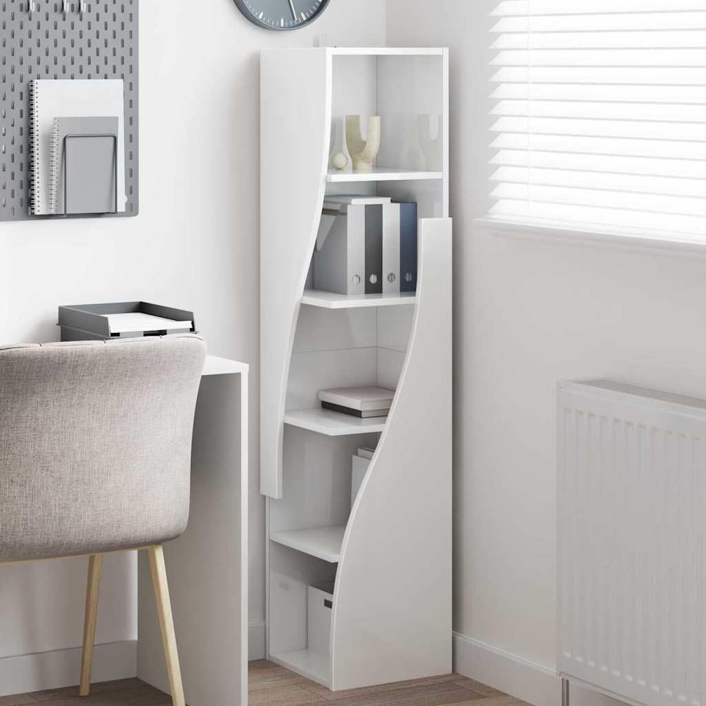 Armario esquinero brillante blanco 32 x 32 x 140 cm madera