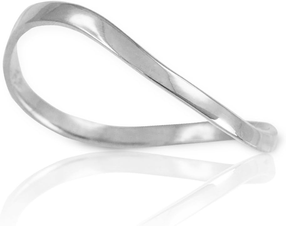 High Polish 925 Sterling Silver Wave Band Thumb Ring