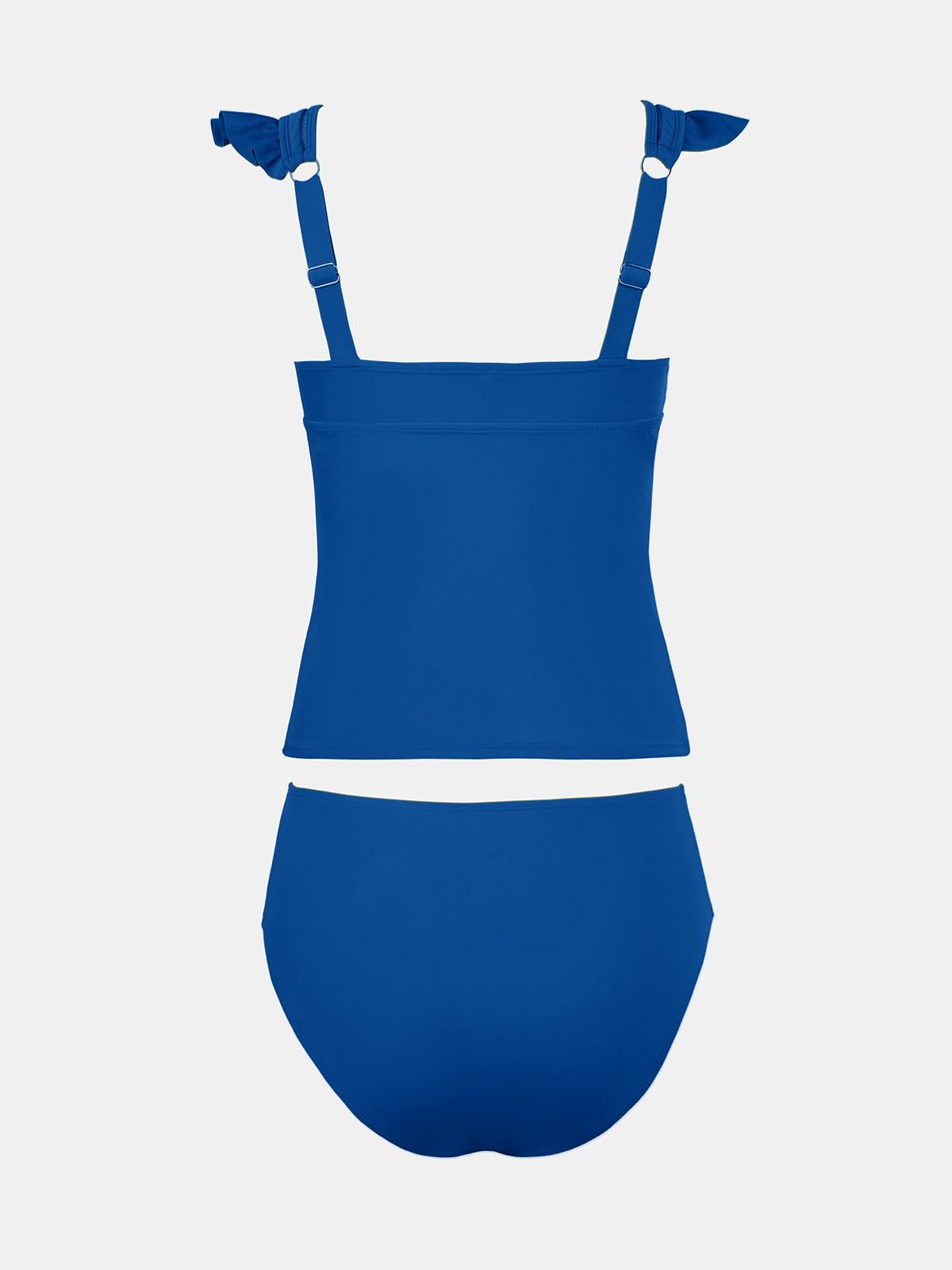 CUPSHE Damskie zestawy tankini dwuczęściowy strój kąpielowy dekolt w serek marszczony brzuch kontrola drabiny wykończenie (XS-4XL)