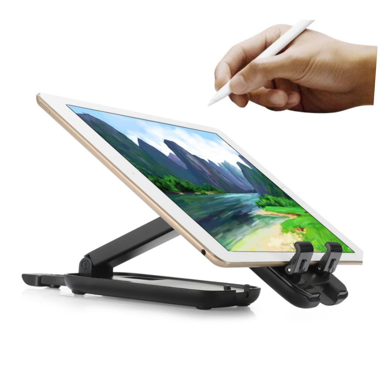 WOONEKY Soporte De Teléfono Móvil Plegable Soporte De Teléfono Ajustable para Escritorio Soporte De Escritorio De Teléfono Celular Tableta Portátil Soporte De Teléfono De Aleación De