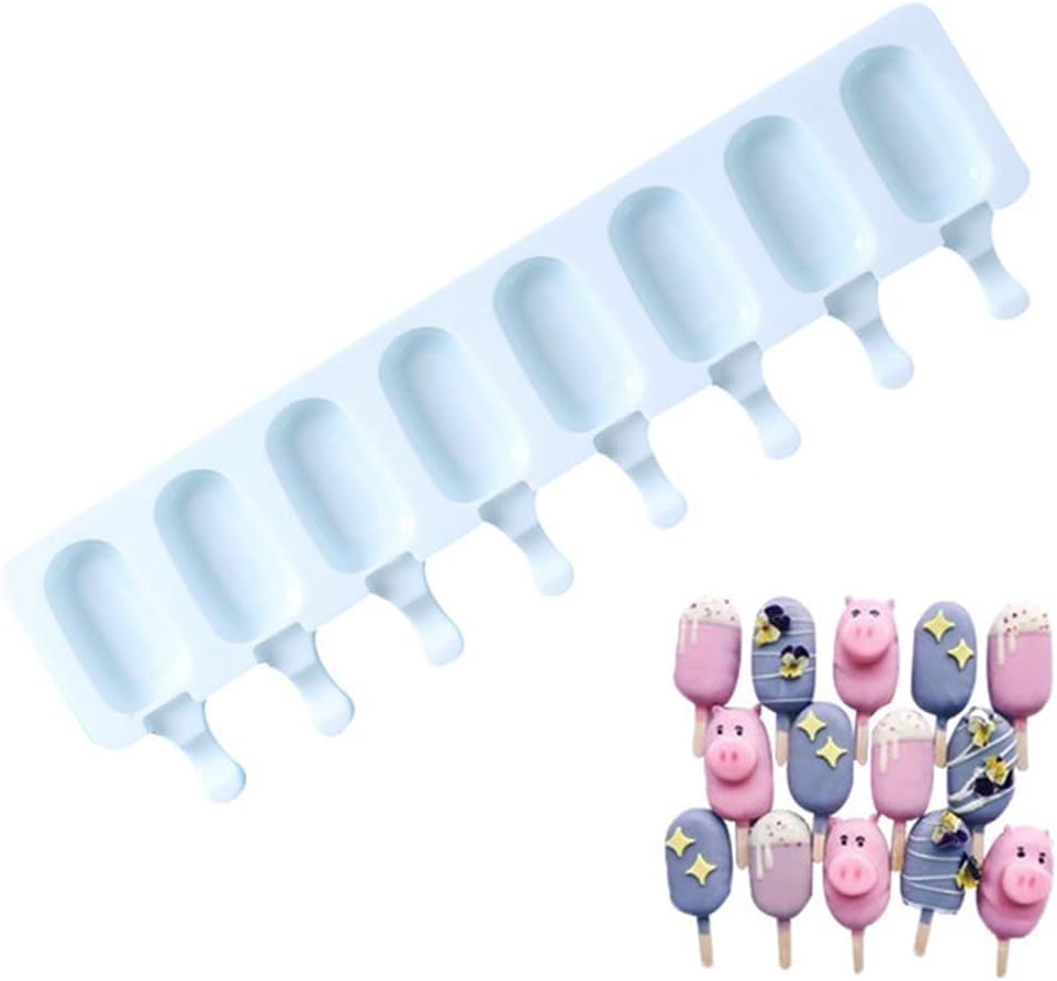 Classic Silicone Mold Easy Cream Mini Ice Cream Bar Molds with 50 Cream Wooden Sticks