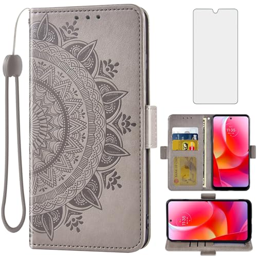 Coque Moto G Play 2023 grise avec rabat et porte-cartes pour vos deplacements