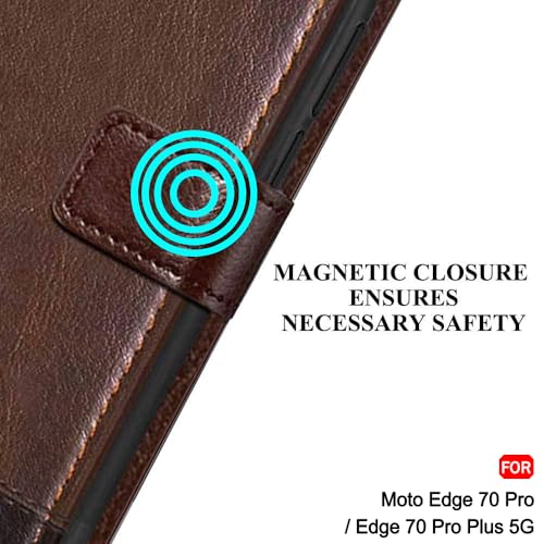 Image of TheGiftKart Flip Back Cover Case for Motorola Moto Edge 70 Pro /Edge 70 Pro Plus 5G | Dual-Color Leather Finish | Inbuilt Stand & Pockets | Wallet Style Flip Cover Case (Faux Leather, Brown & Coffee)