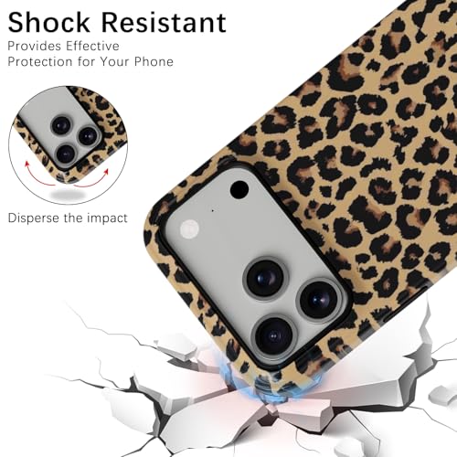 Skyseaco Compatible with iPhone 17 Pro Case Cute Leopard Print Phone Case for Women Girl Shockproof Soft TPU and Hard PC Double Layer Protective Cover, Brown Leopard - image 3