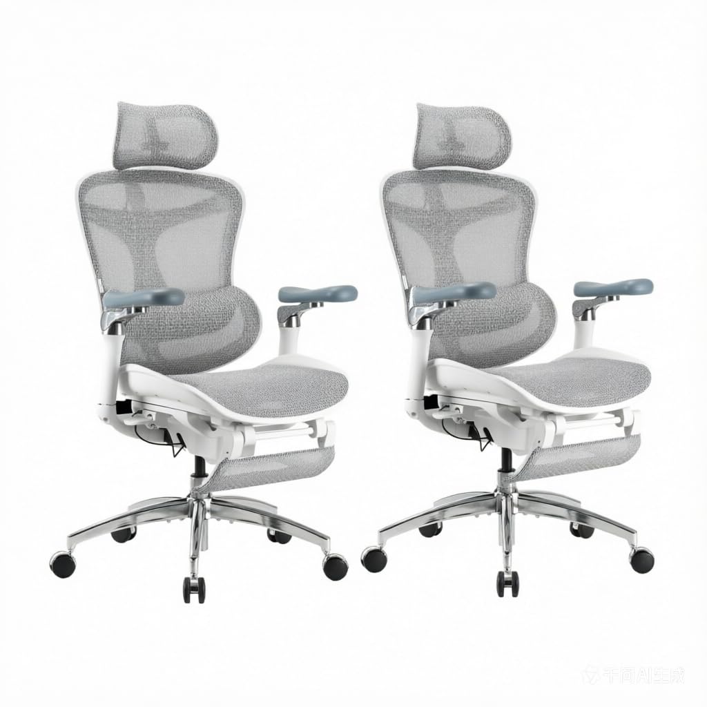 SIHOO Doro C300 Pro Ergonomic Office Chair with Footrest, Ultra-Soft 6D Armrests, Dynamic Lumbar Support, Seat Depth Adjustment and Adjustable Backrest, Big and Tall Desk Chair 2 Packs (Grey)