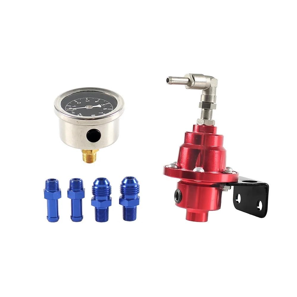 Aluminiowy Regulowany Regulator Ciśnienia Paliwa Z Zestawem Wskaźników Montaż Pojazdu Regulacja Doładowania(Red)