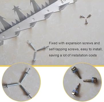 Climb Security Fence Spikes, Intrusion Wall Security Spikes, for Outdoor Theft and Cat Deterrence, Suitable for Gardens, Rooftops and Home Security (Silver)(B)