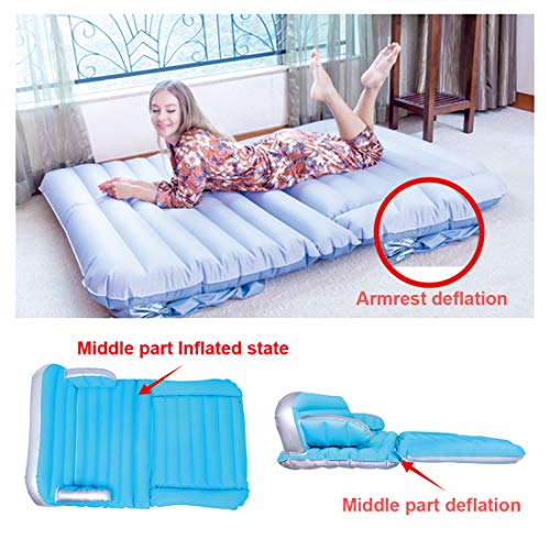 WEY&FLY 3 in 1 SUV Air Mattress Inflatable Sofa Car Air Mattress Travel Inflatable Mattress Camping Air Bed Dedicated Mobile Cushion Extended for Home Outdoor for SUV (Blue and Gray) - Thumbnail 6