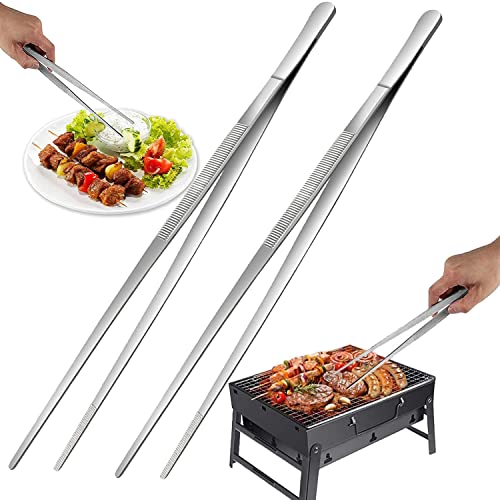 Comforty 2 Pièces 30cm Pince Cuisine Inox, Pinces à barbecue surface de préhension nervurée, parfait pour chefs pour cuisine, réparation, nourriture de mer et barbecue q-14 Cover