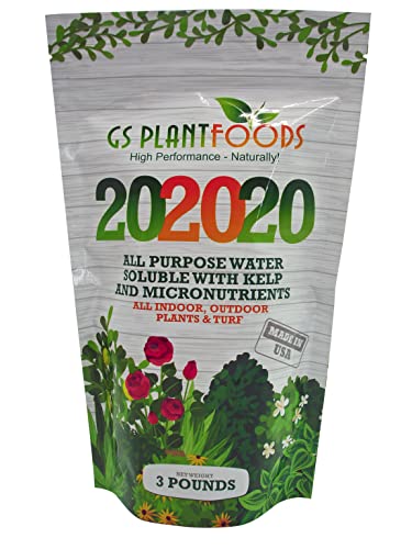 20-20-20 Plant Fertilizer by GS Plant Foods- All Purpose Water Soluble Plant Food with Kelp & Micronutrients (3 Pounds) - Suitable for All Plants, Turf, Indoor & Outdoor Plants 20-20-20 Plant Fertilizer by GS Plant Foods- All Purpose Water Soluble Plant Food with Kelp & Micronutrients (3 Pounds) - Suitable for All Plants, Turf, Indoor & Outdoor Plants