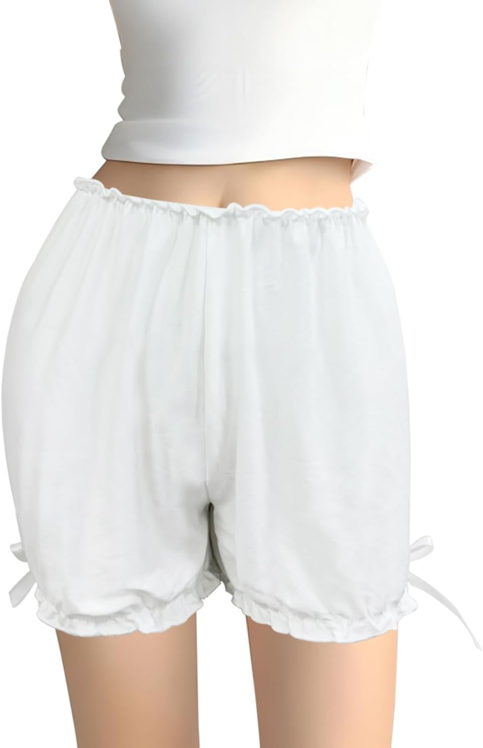 Ice Silk Bloomers for Women, Pumpkin Shorts Security Short Pants Ruffle Bloomer - Image 2